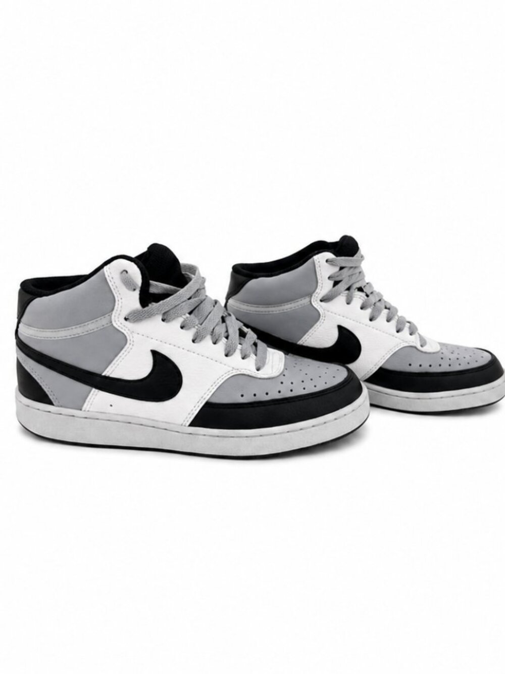 Nike Court Vision Mid Gray Black White Sneakers Size 7.5